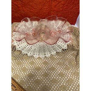 Vintage Mikasa Rosella Double Bowl Walther Bianca Frosted Pink Candy Dish Relish